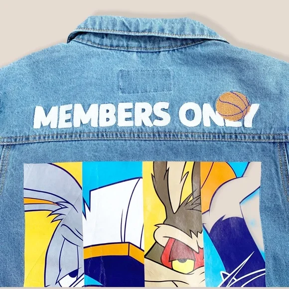 Members Only New Space Jam Looney Tunes Denim Jacket Graphic Print Nostalgic M - Picture 9 of 16